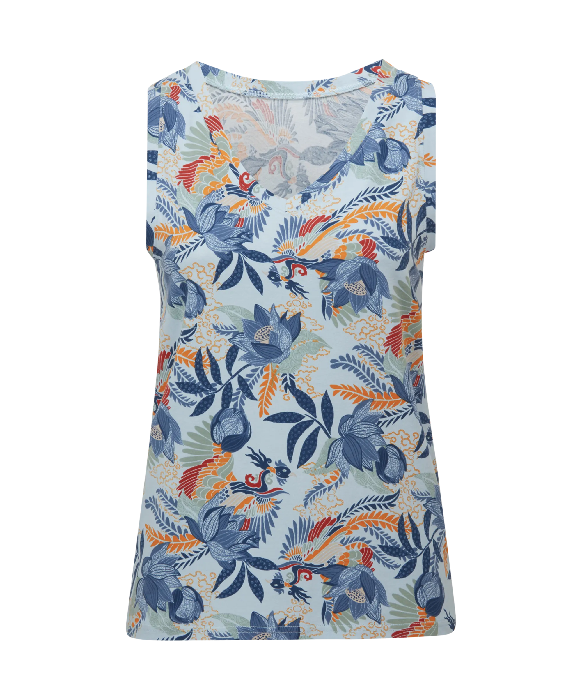 Neha V-Neck Tank Top - Seaport Blue Peacock