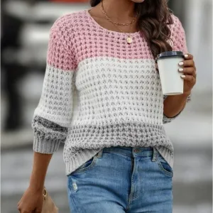 New color block chunky knit sweater