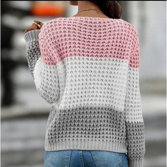 New color block chunky knit sweater