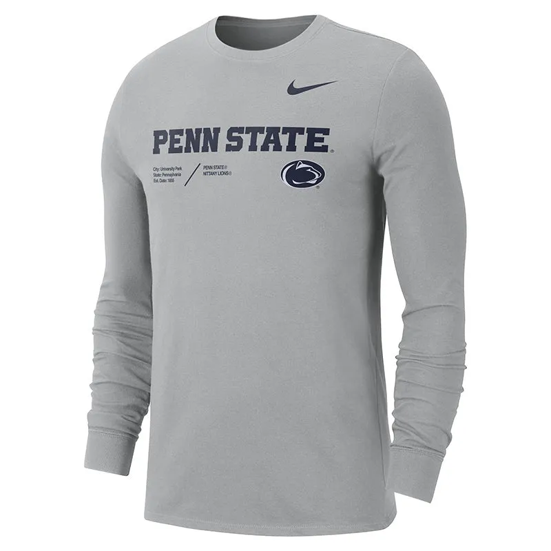 Nike DRI-Fit Cotton Penn State Long Sleeve T-Shirt