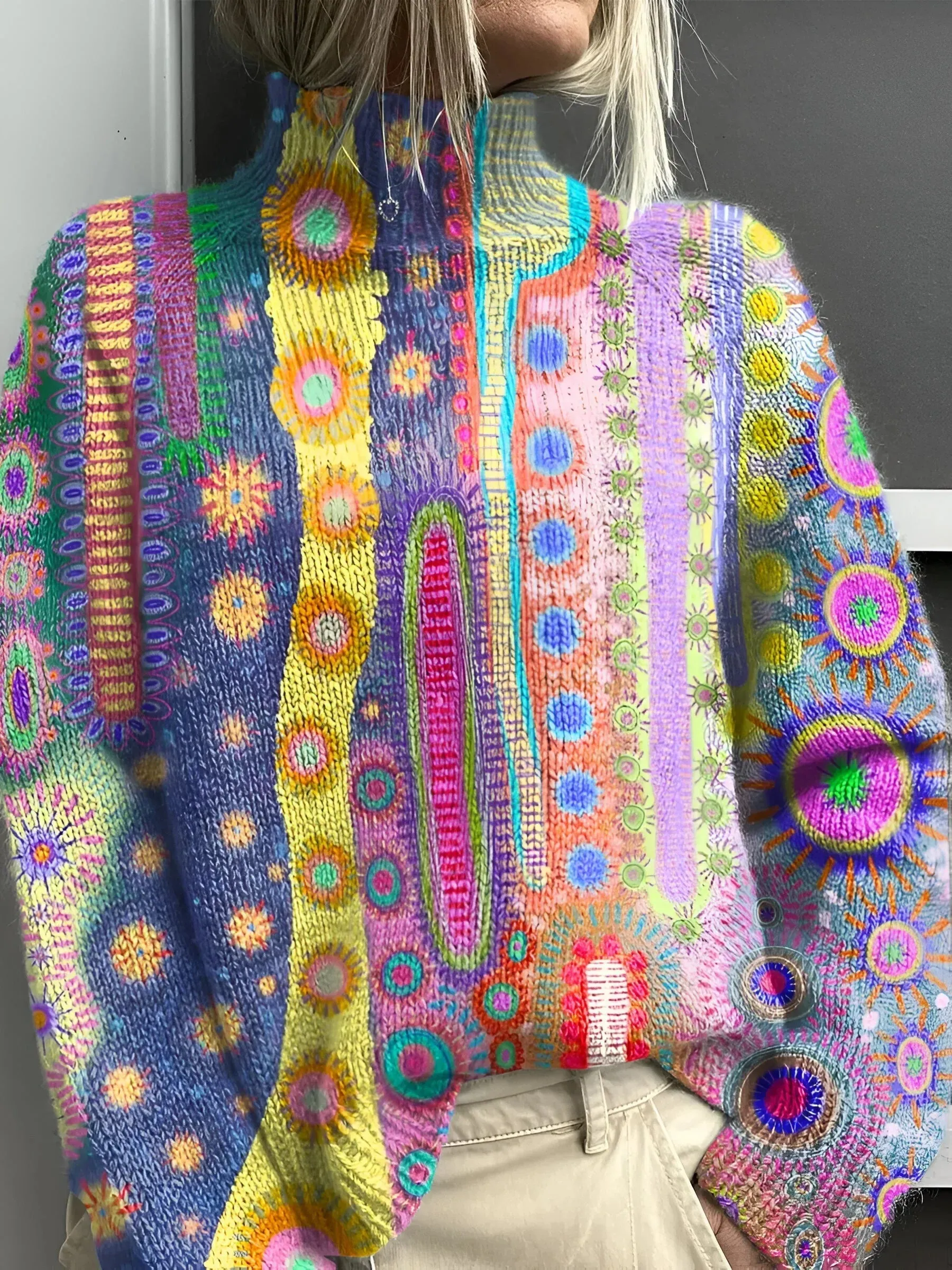 Nina | Colourful Jumper with Sun Patterns