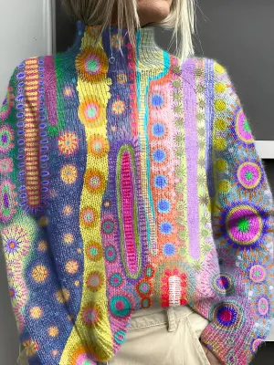Nina | Colourful Jumper with Sun Patterns