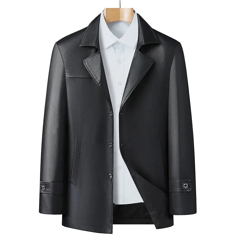 Obsidian Phoenix Luxury Business Casual Leather Blazer - High-End Loose-Fit Men’s Jacket in Sizes Up to 8XL