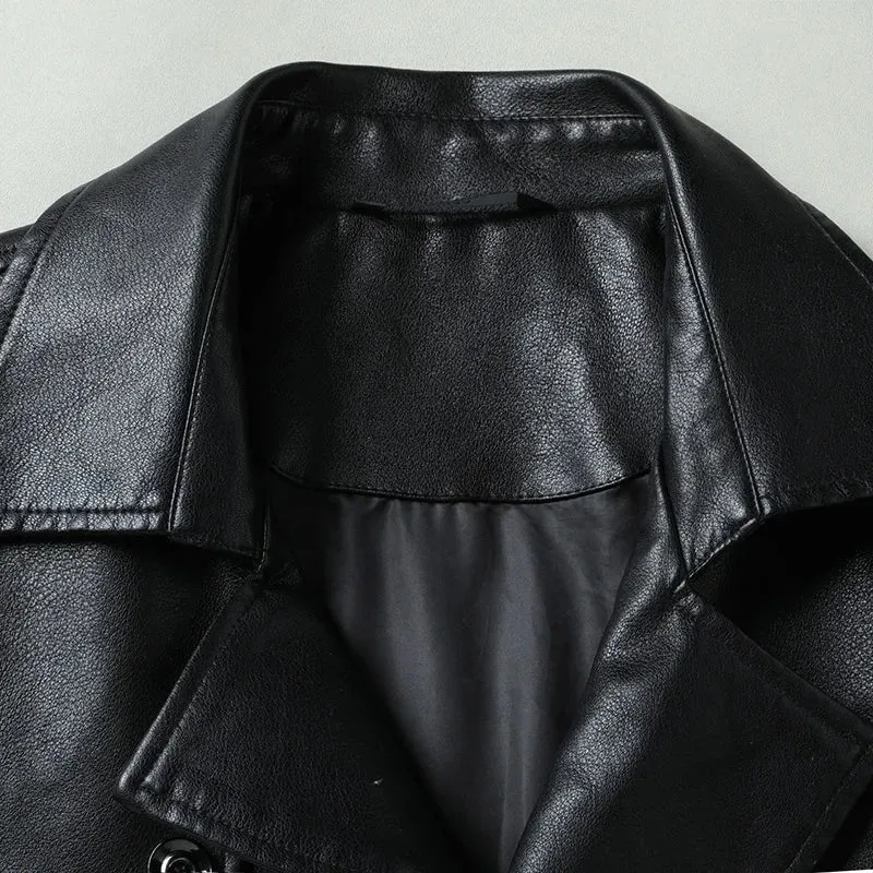 Obsidian Phoenix Luxury Business Casual Leather Blazer - High-End Loose-Fit Men’s Jacket in Sizes Up to 8XL