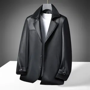 Obsidian Phoenix Luxury Business Casual Leather Blazer - High-End Loose-Fit Men’s Jacket in Sizes Up to 8XL