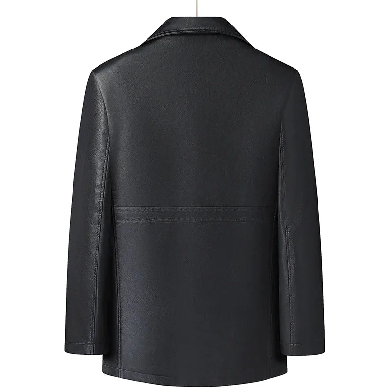 Obsidian Phoenix Luxury Business Casual Leather Blazer - High-End Loose-Fit Men’s Jacket in Sizes Up to 8XL