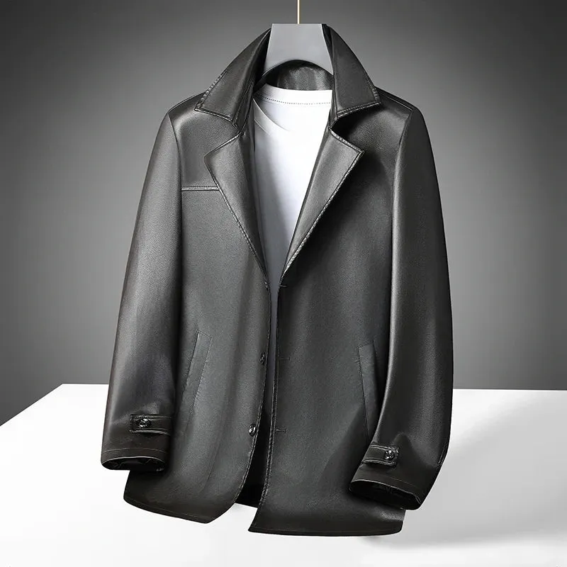 Obsidian Phoenix Luxury Business Casual Leather Blazer - High-End Loose-Fit Men’s Jacket in Sizes Up to 8XL