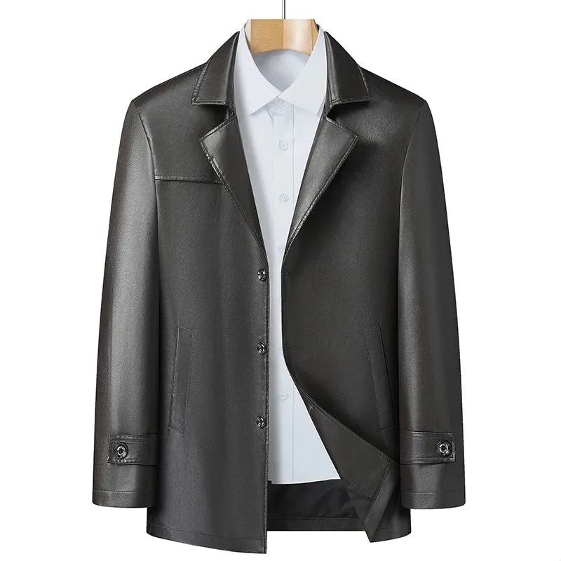 Obsidian Phoenix Luxury Business Casual Leather Blazer - High-End Loose-Fit Men’s Jacket in Sizes Up to 8XL