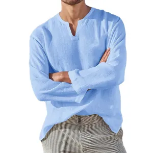 Obsidian Phoenix Men’s Oversized Cotton Linen V-Neck Shirt