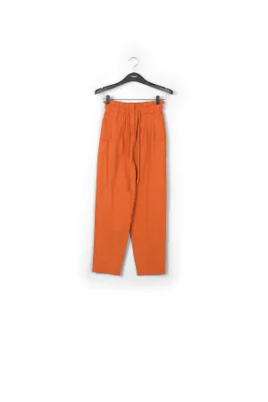Orange cotton tapered pants