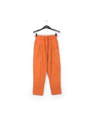 Orange cotton tapered pants