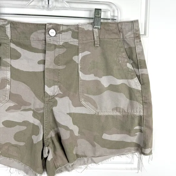 PAIGE Mayslie Utility Cut Off Shorts NEW Size 32 Camo Print