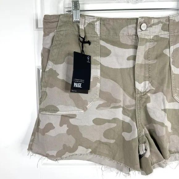 PAIGE Mayslie Utility Cut Off Shorts NEW Size 32 Camo Print