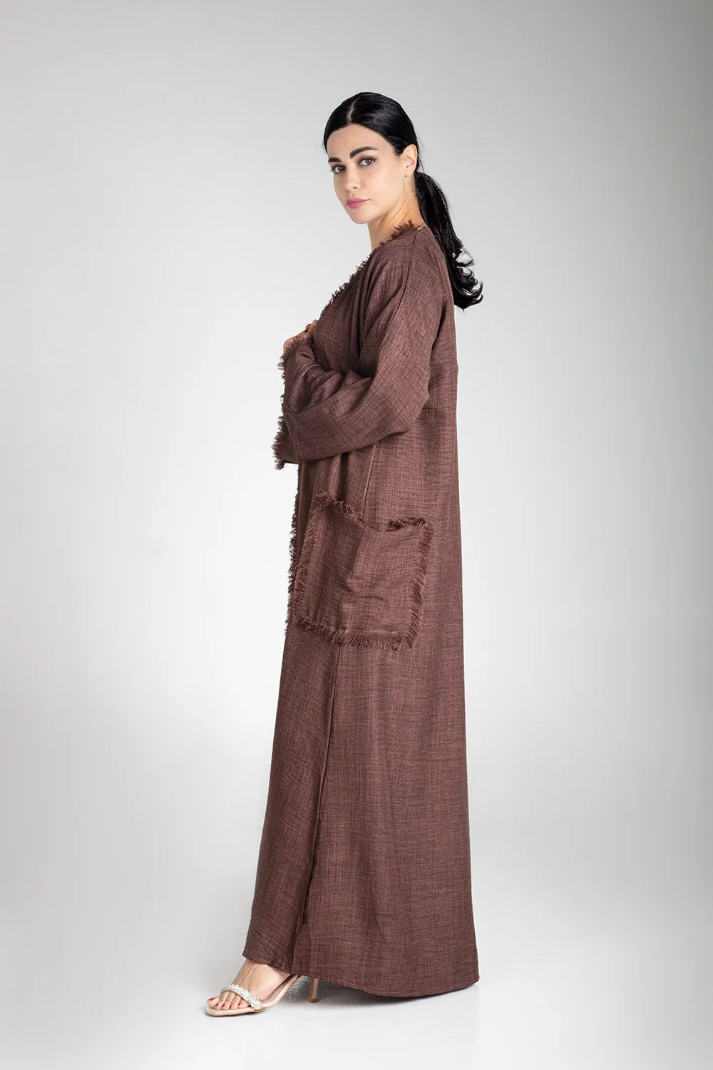Pastel Brown Linen Kimono