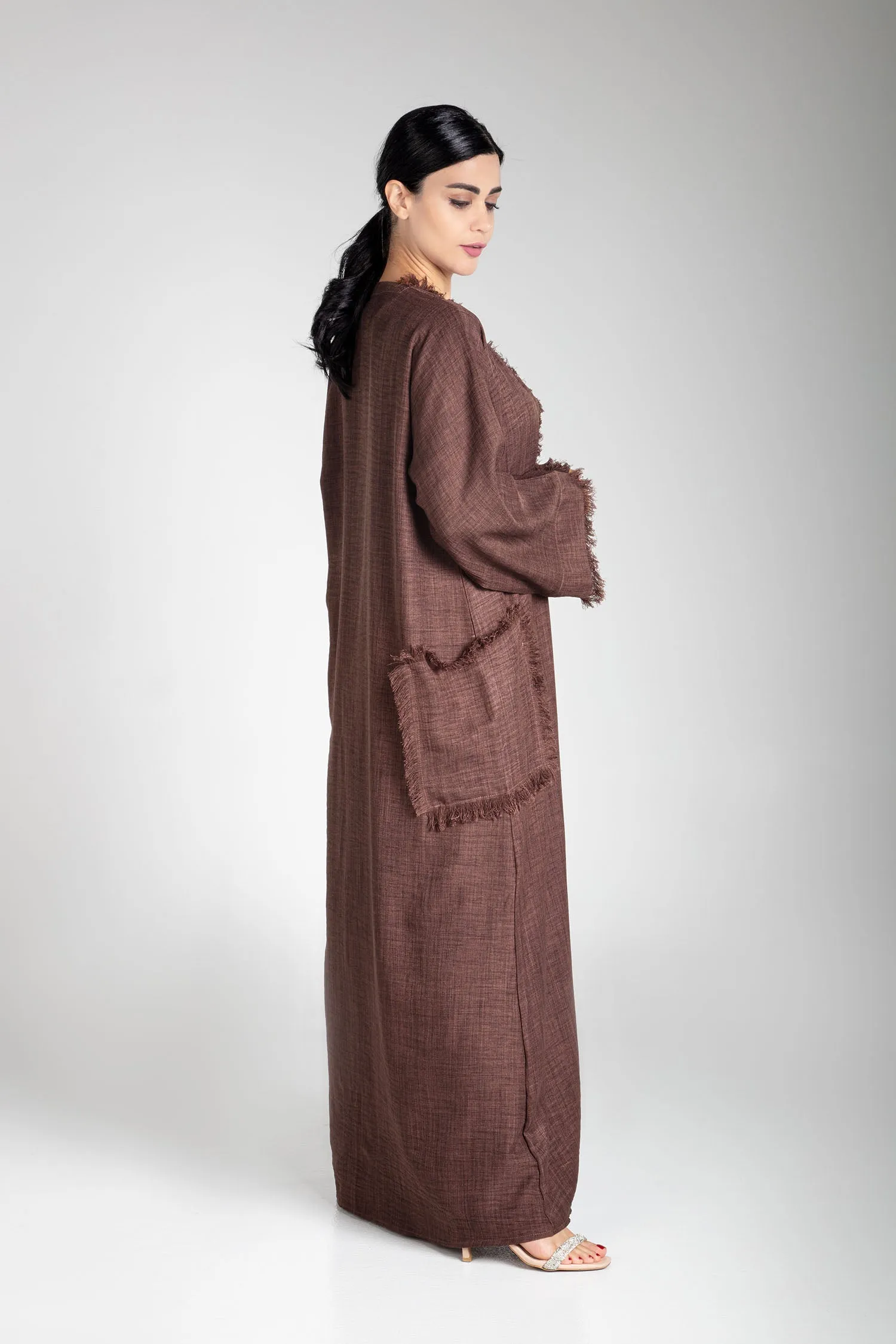 Pastel Brown Linen Kimono