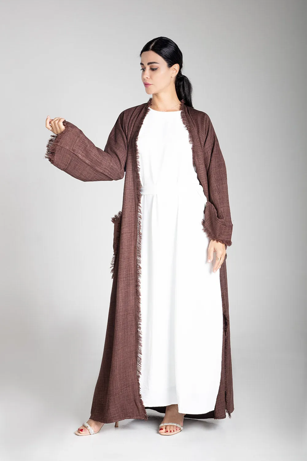 Pastel Brown Linen Kimono
