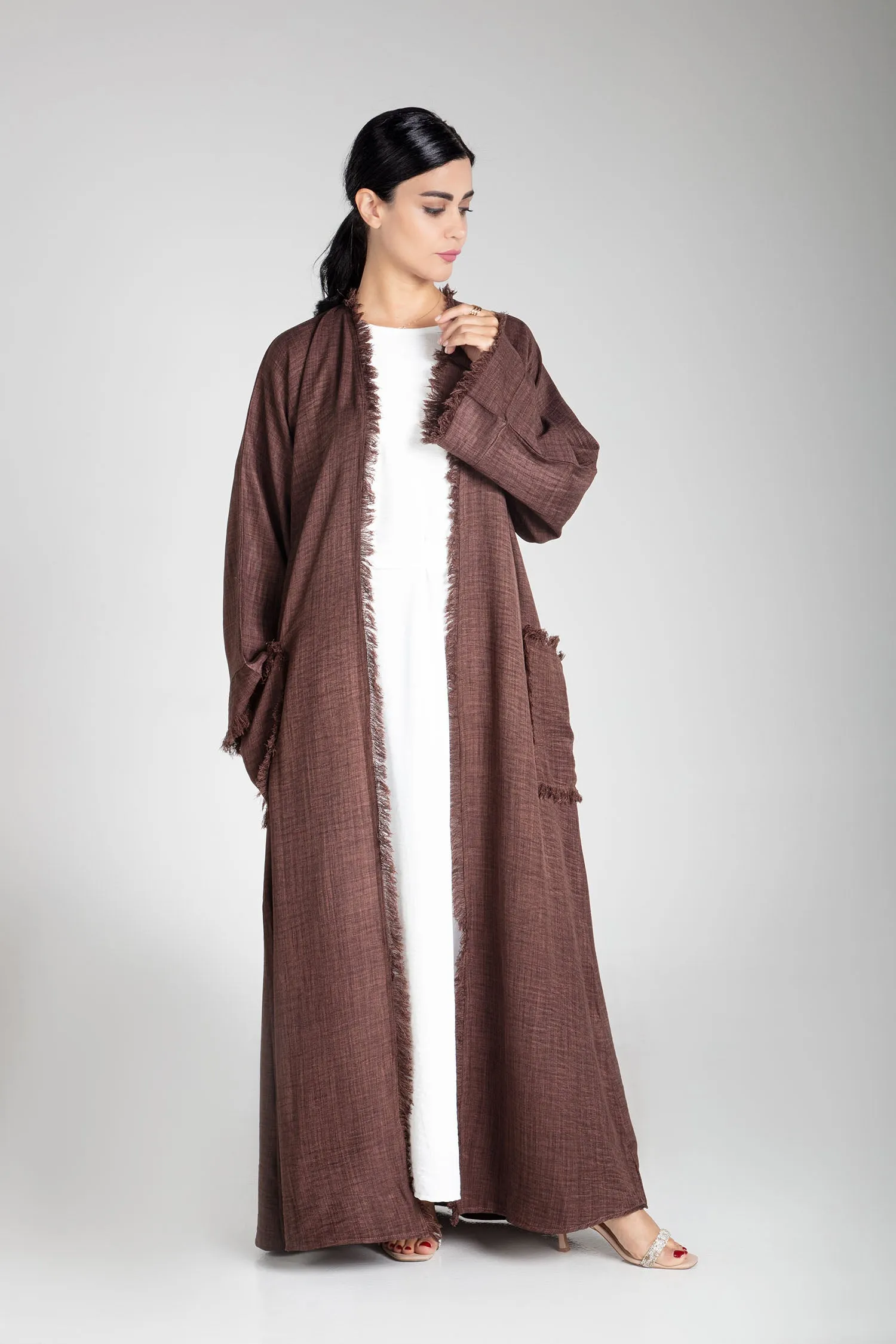 Pastel Brown Linen Kimono
