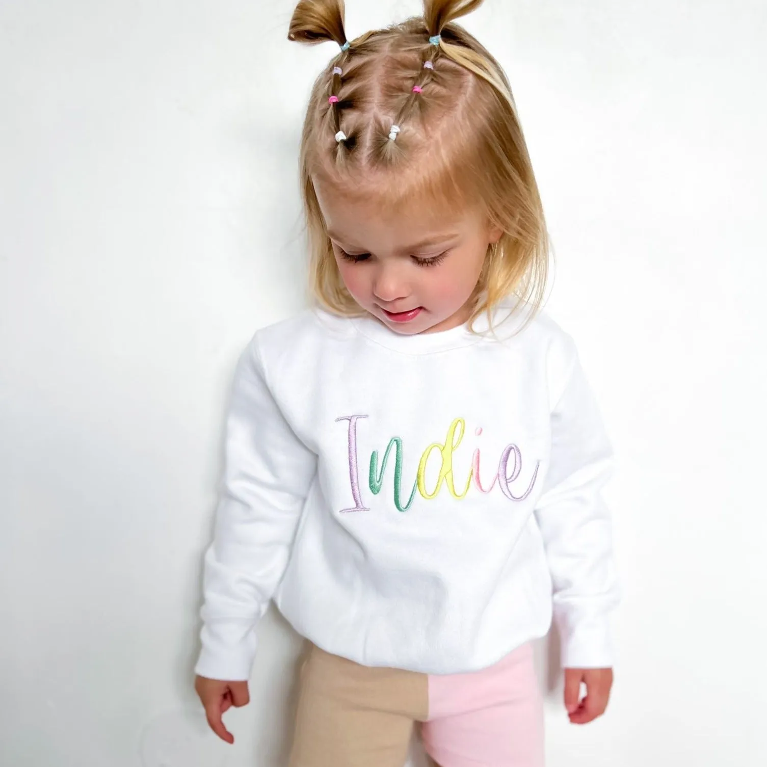 Pastel Script Embroidered Sweater