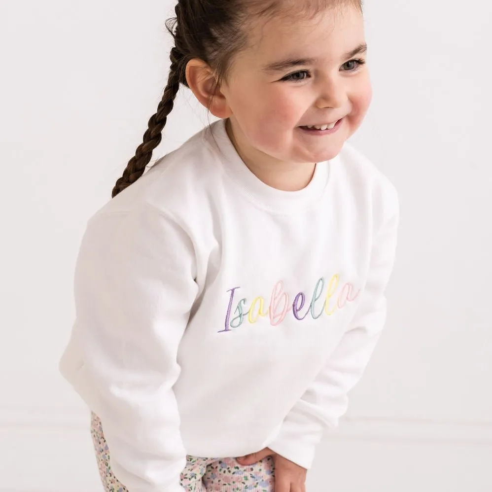 Pastel Script Embroidered Sweater