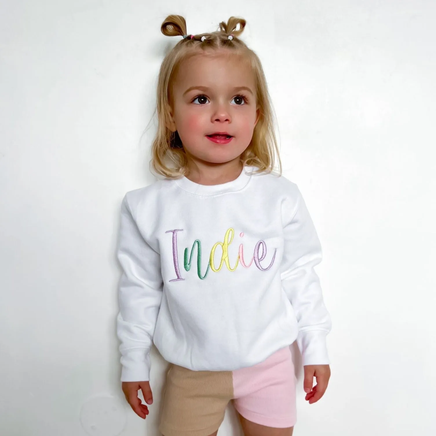 Pastel Script Embroidered Sweater