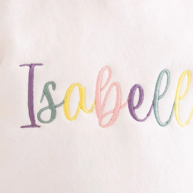 Pastel Script Embroidered Sweater