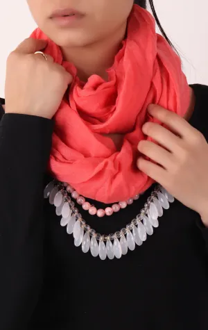 Peach Infinity Scarf with Small Beads