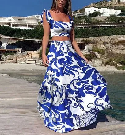 Pearl - Elegant two-piece summer set with boho print