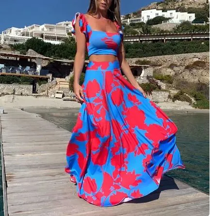 Pearl - Elegant two-piece summer set with boho print