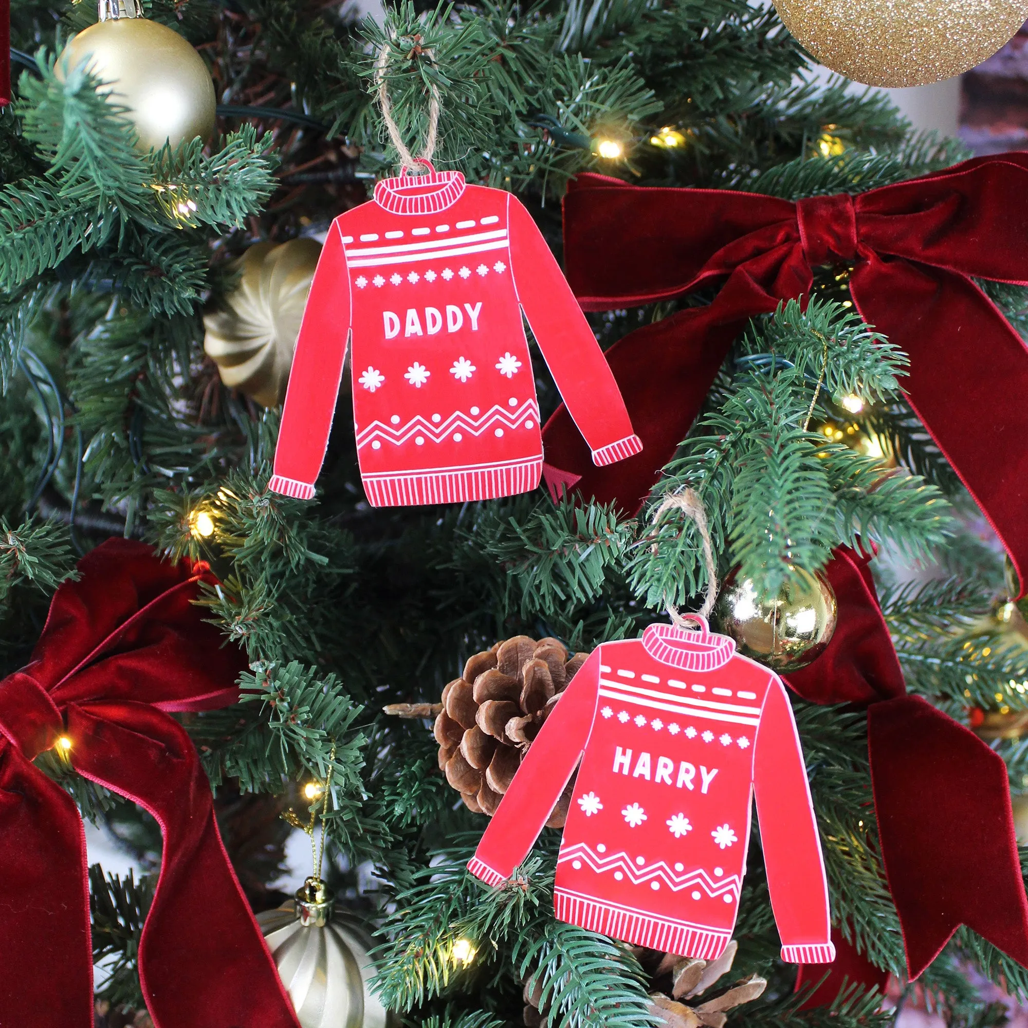 Personalised Red Acrylic Christmas Jumper Bauble