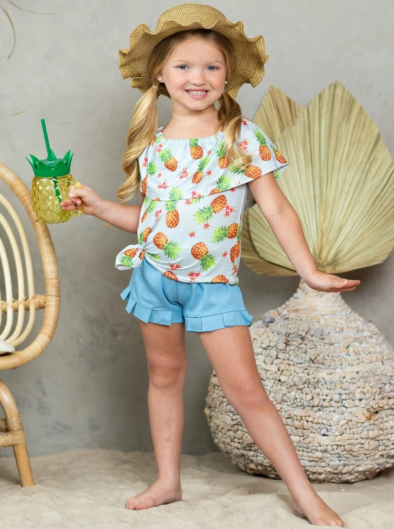 Pineapple Paradise Top and Ruffle Short Set