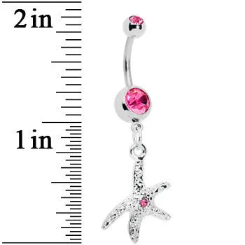 Pink Gem Starfish Belly Ring