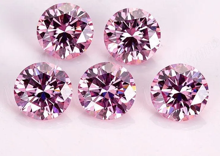 Pink Loose Moissanite Stone | Round Excellent Cut | VVS1 Loose Pink Moissanite Gemstone with Certificate | Pink Morganite Alternative