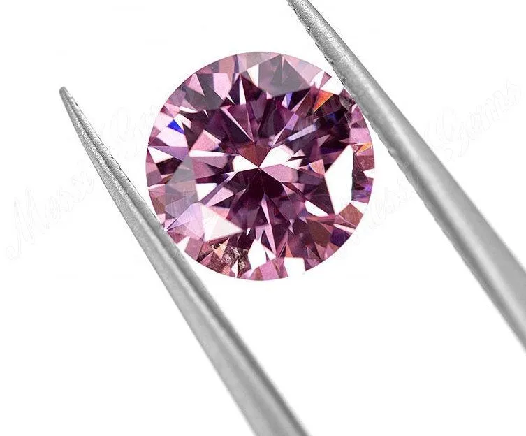 Pink Loose Moissanite Stone | Round Excellent Cut | VVS1 Loose Pink Moissanite Gemstone with Certificate | Pink Morganite Alternative