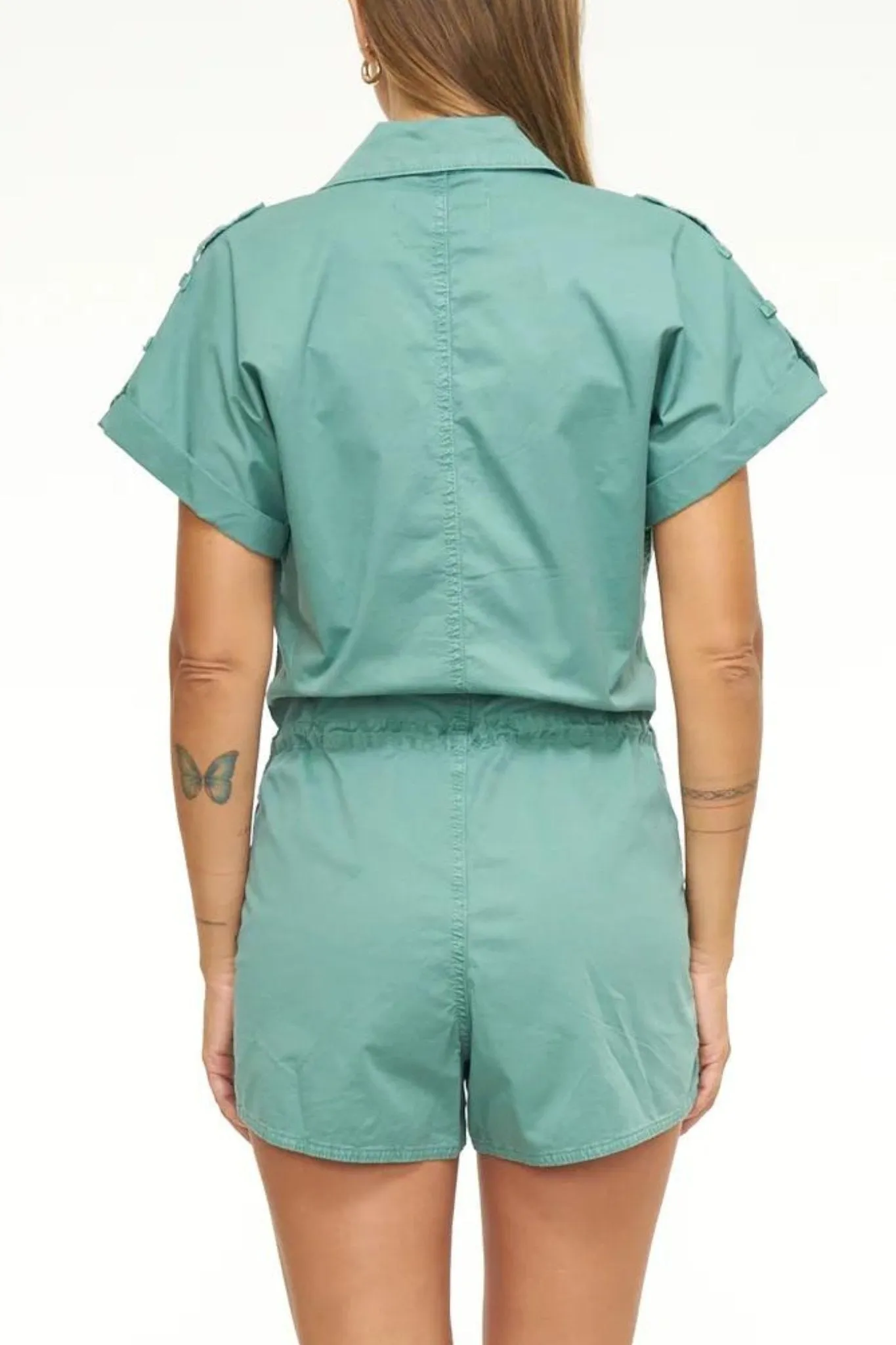 Pistola: Meg Short Sleeve Zip Front Romper