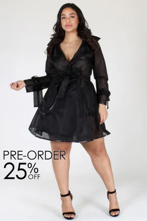 Plus Size Chic See Through Tie Around Coat Jacket [PRE-ORDER 25% OFF]