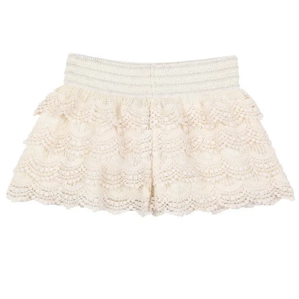 Plus Size S M L XL XXL Fashion Womens Shorts Sweet Style Lace Crochet Elastic Waist Slim Short Pants