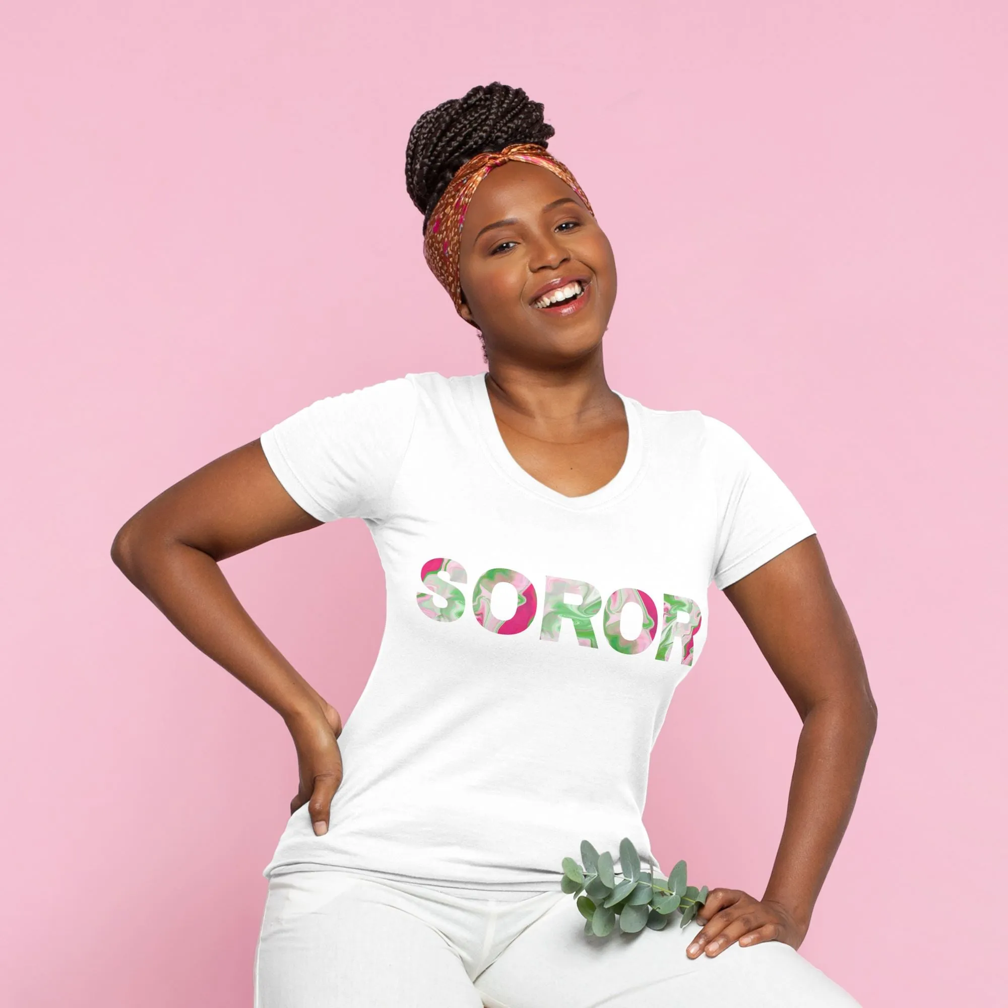 PNK Watercolor Pink & Green Soror T-shirt
