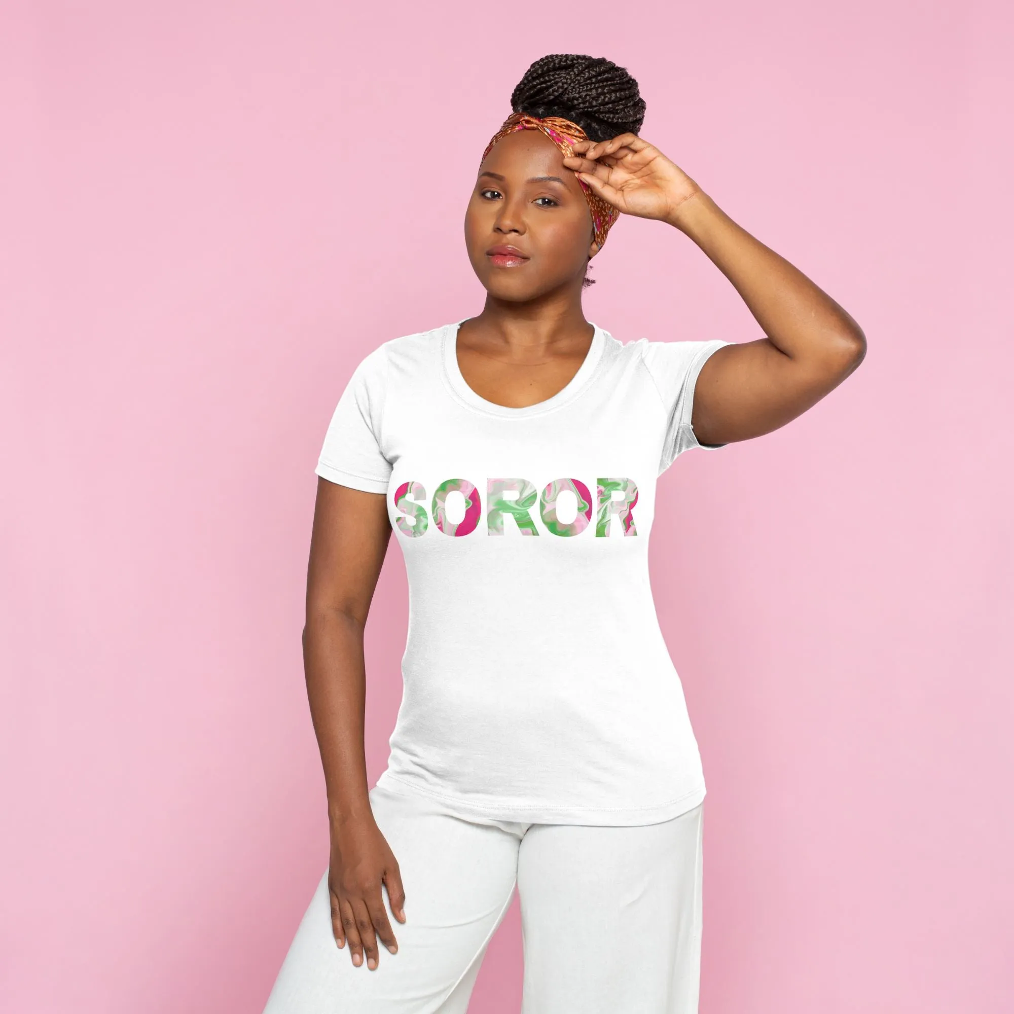 PNK Watercolor Pink & Green Soror T-shirt