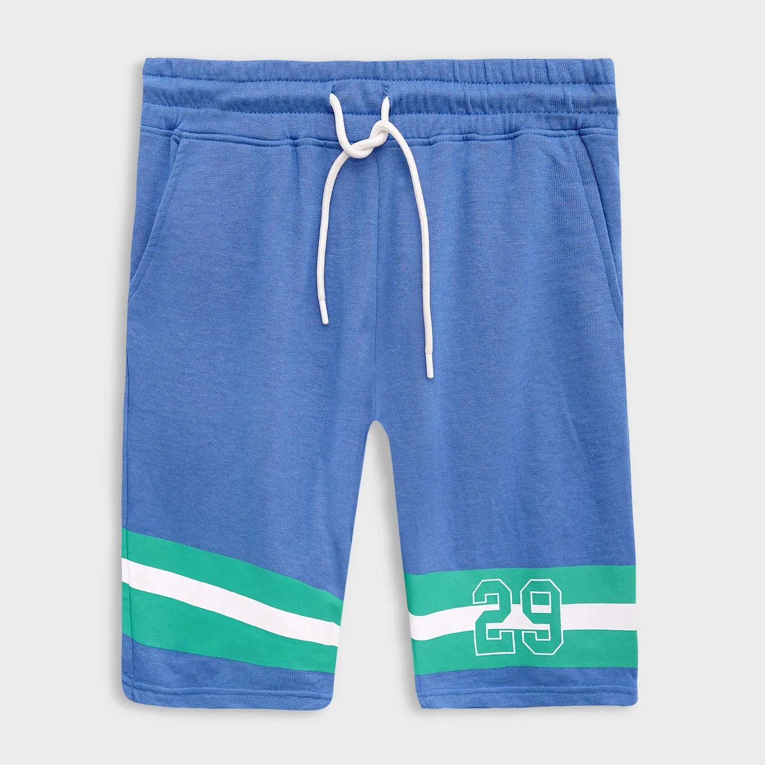Printed Blue Two Quarter Shorts For Men's