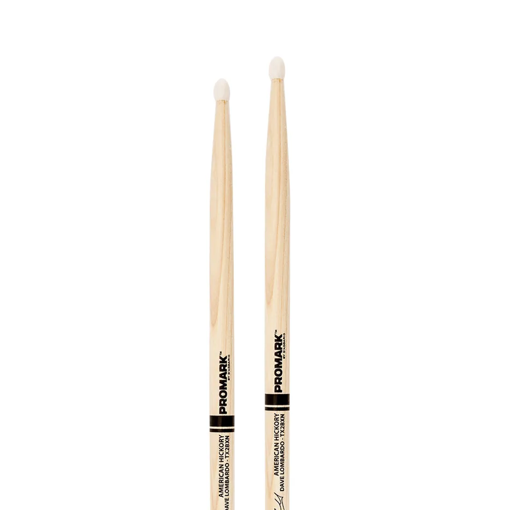 Promark TX2BXN Hickory 2BX Dave Lombardo Drumsticks, Nylon Tip