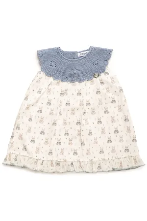 "Mae" Sky Blue Half Knit Bunny Dress