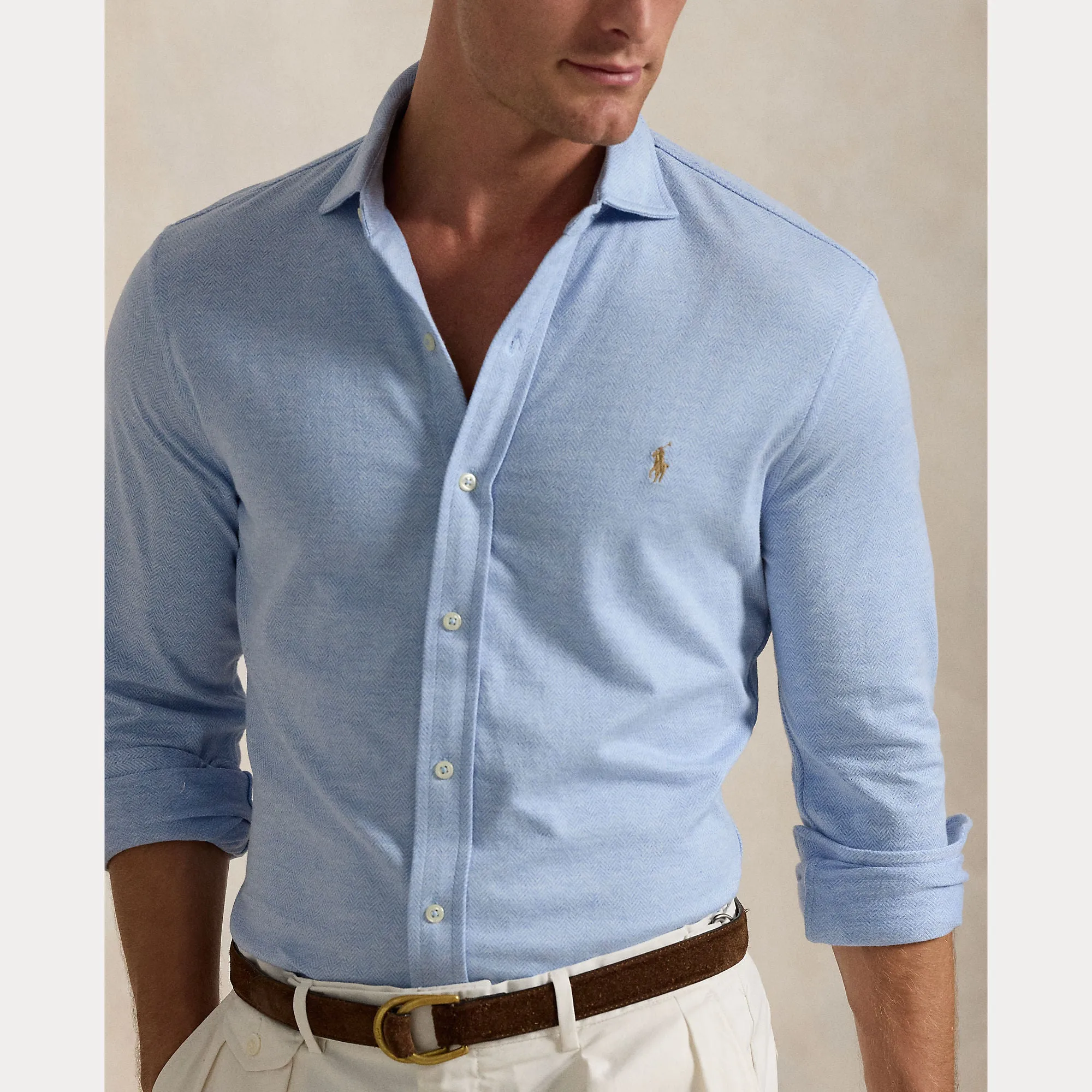 Ralph Lauren Mens Herringbone Sports shirt - blue