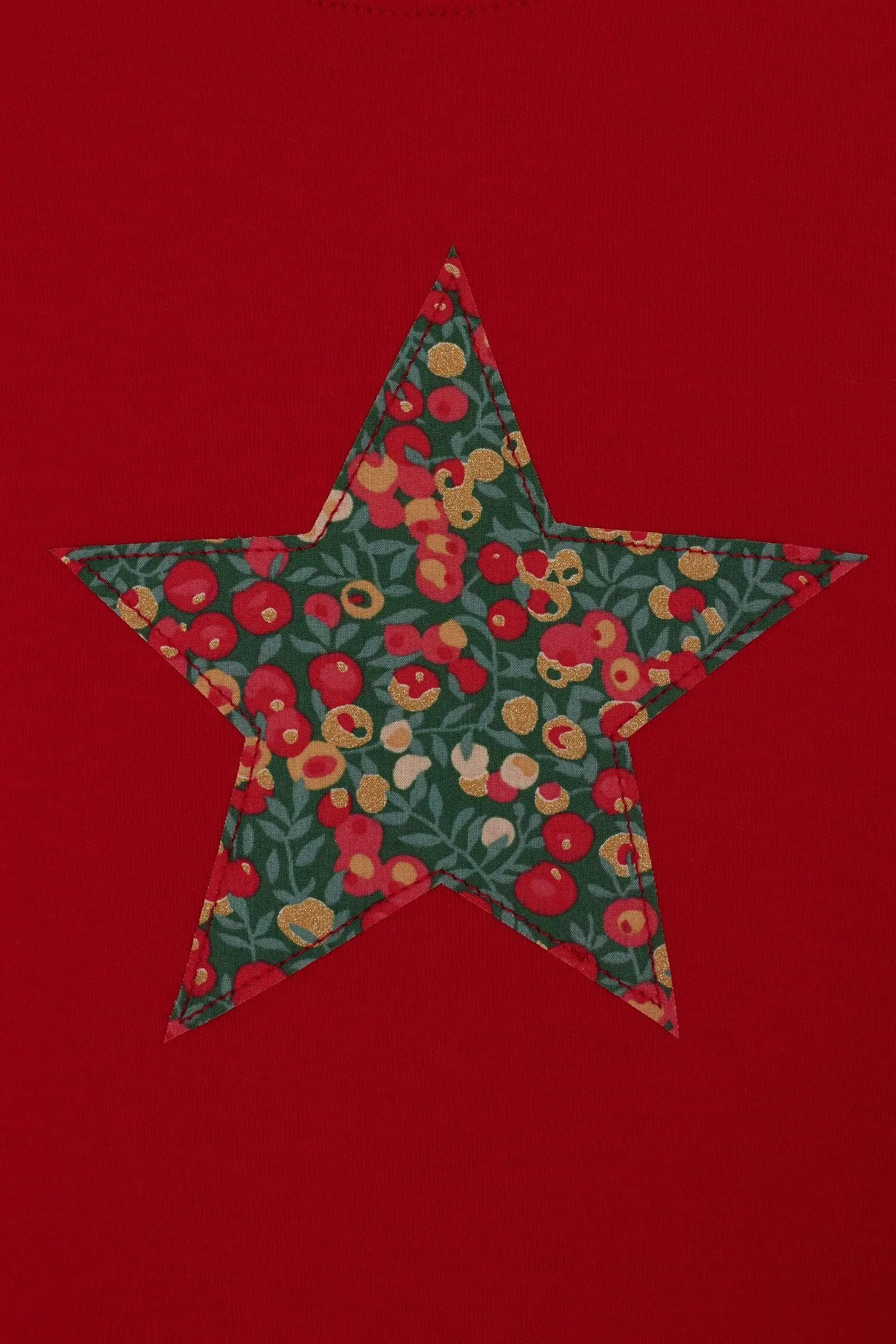 Red Star T-Shirt in Glitter Wiltshire Liberty Print