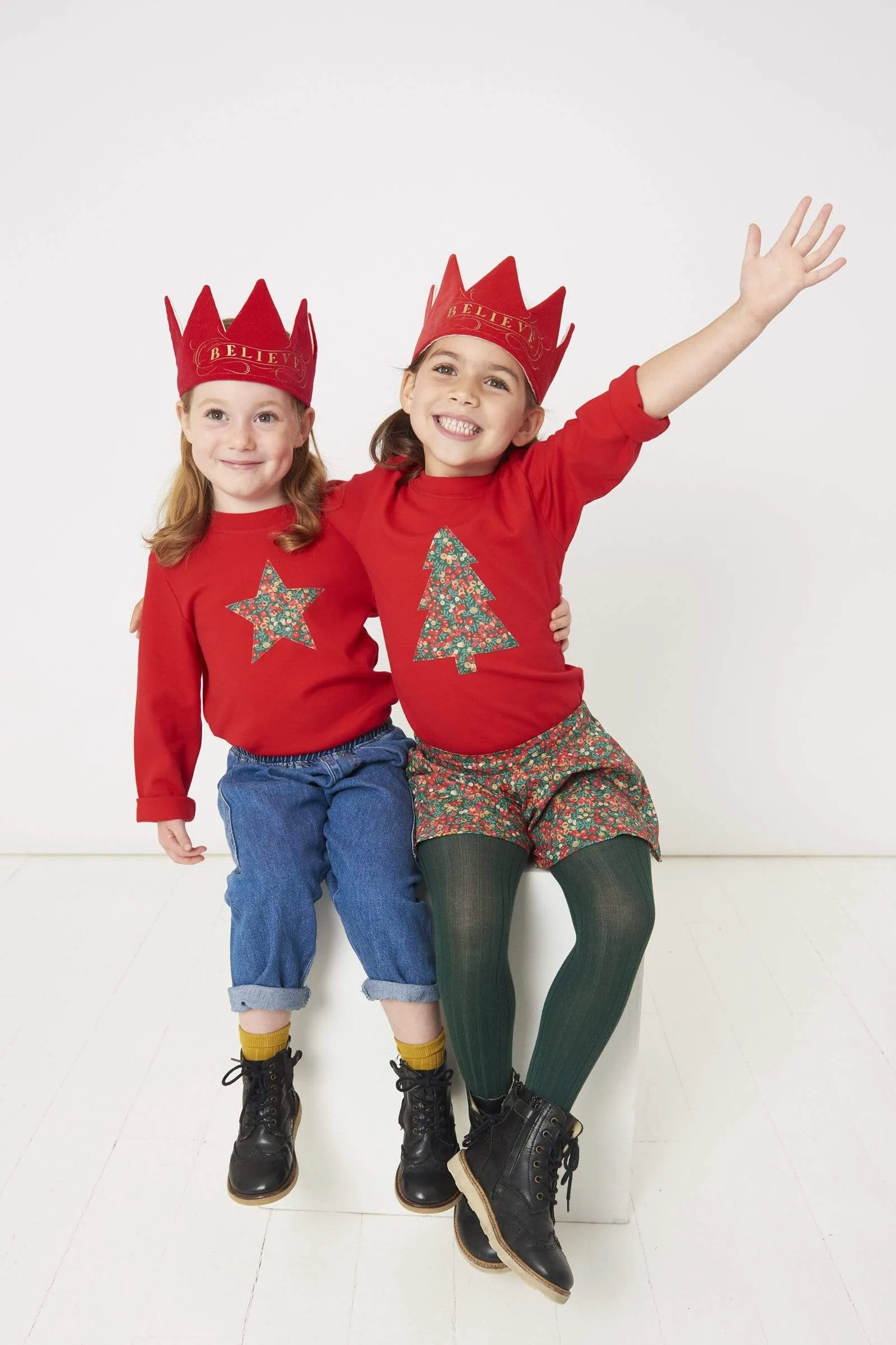 Red Star T-Shirt in Glitter Wiltshire Liberty Print