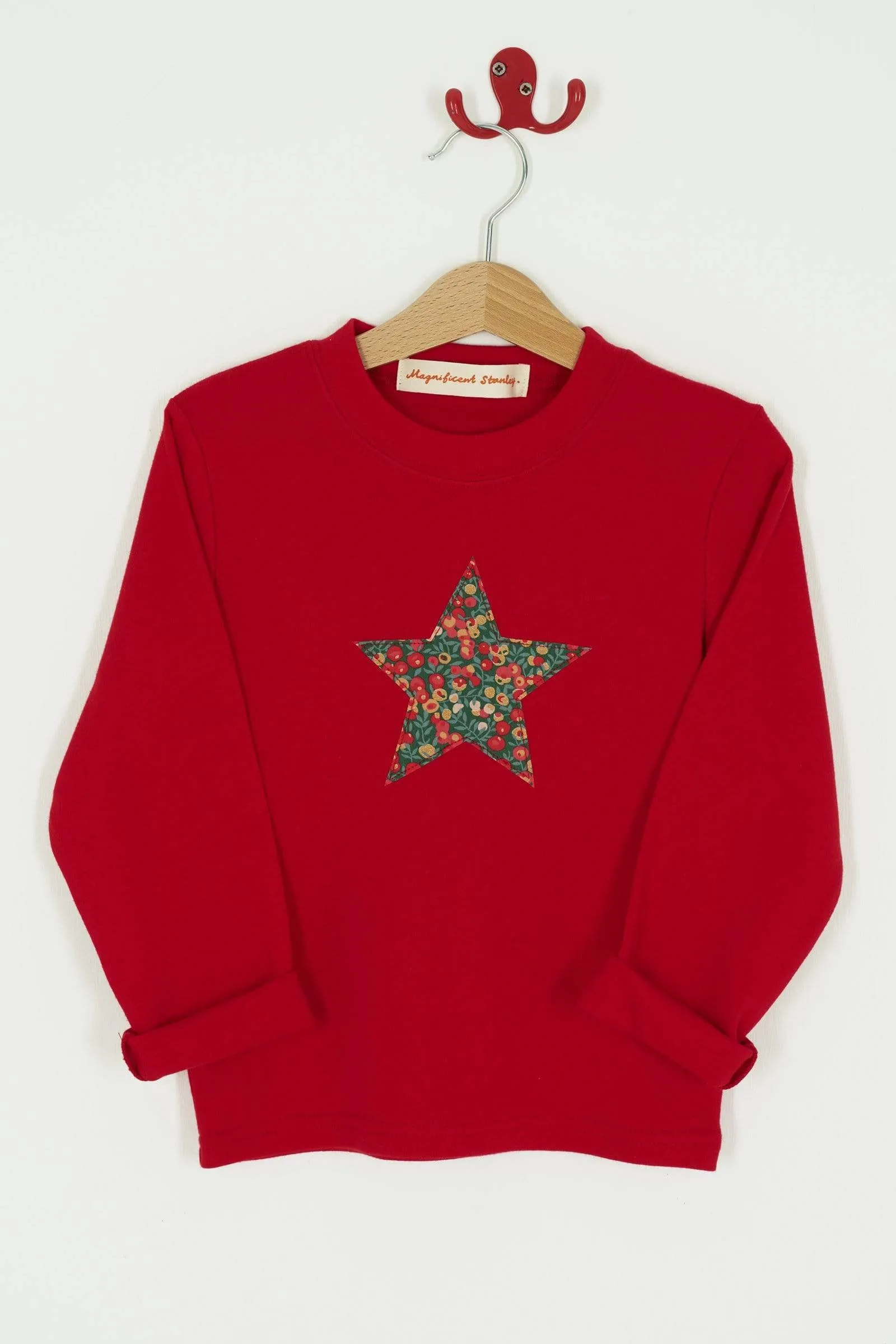 Red Star T-Shirt in Glitter Wiltshire Liberty Print