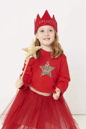 Red Star T-Shirt in Glitter Wiltshire Liberty Print