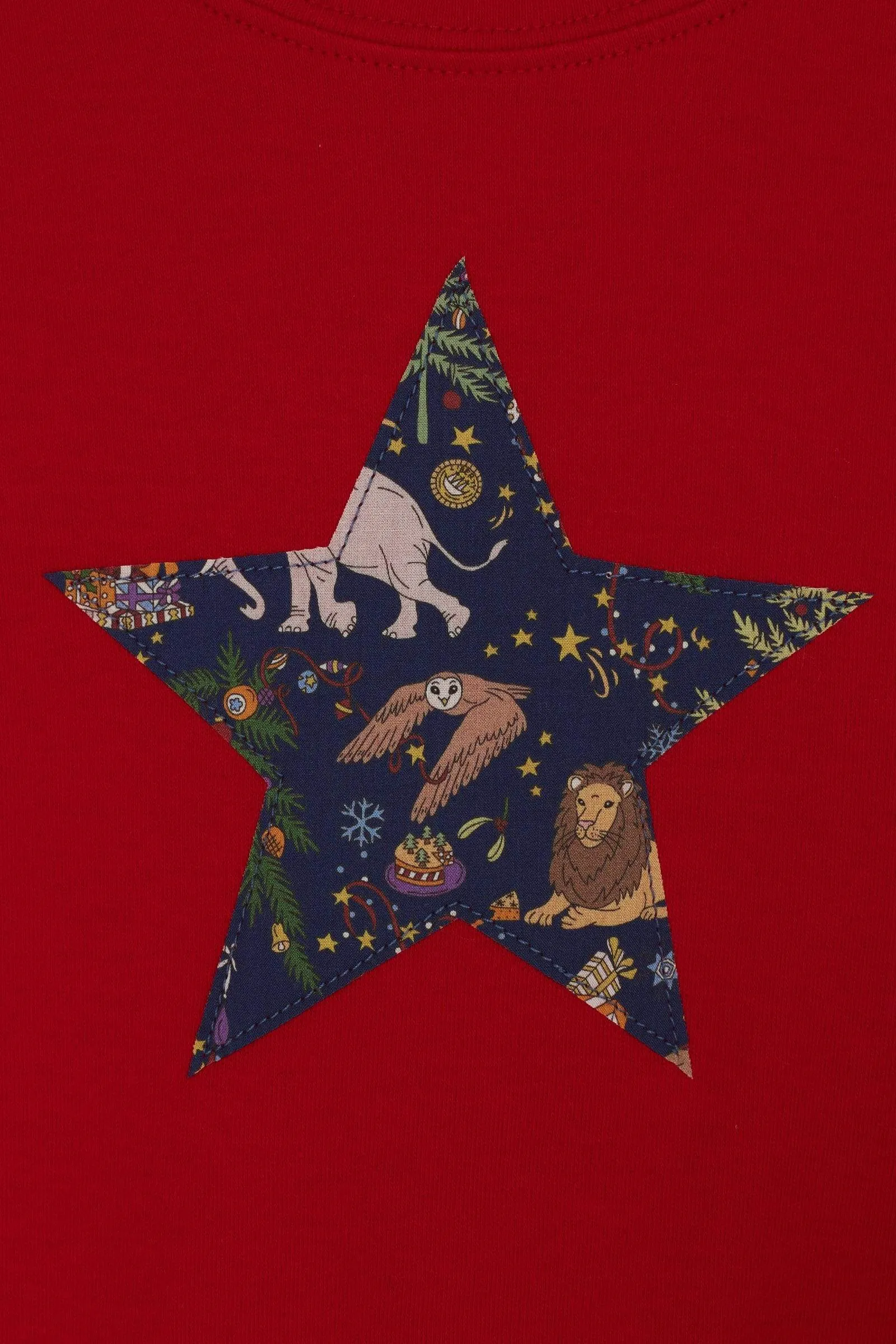 Red Star T-Shirt in Liberty Christmas Print
