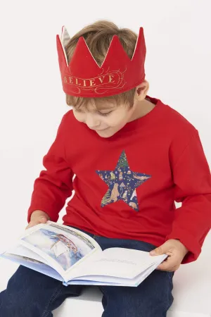 Red Star T-Shirt in Liberty Christmas Print