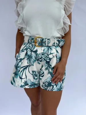 Resort Belted Floral Shorts