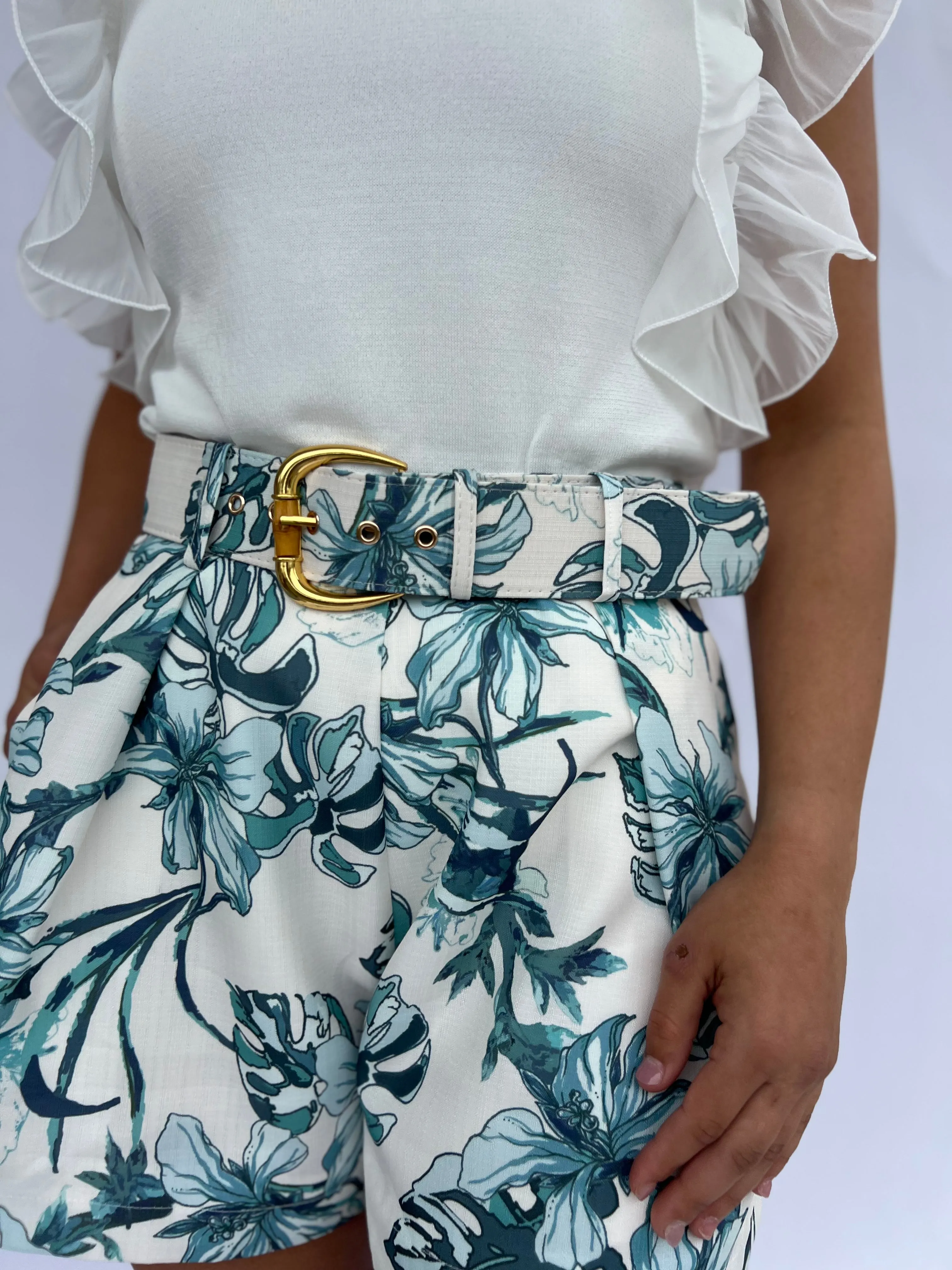 Resort Belted Floral Shorts